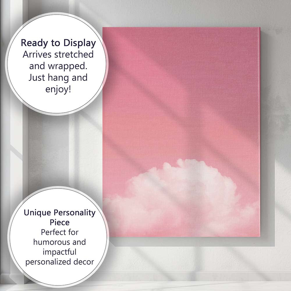 Dreamy Pink Cloud Sky Minimal Aesthetic Landscape Canvas Wall Art Print Decor Picture Ready to Hang