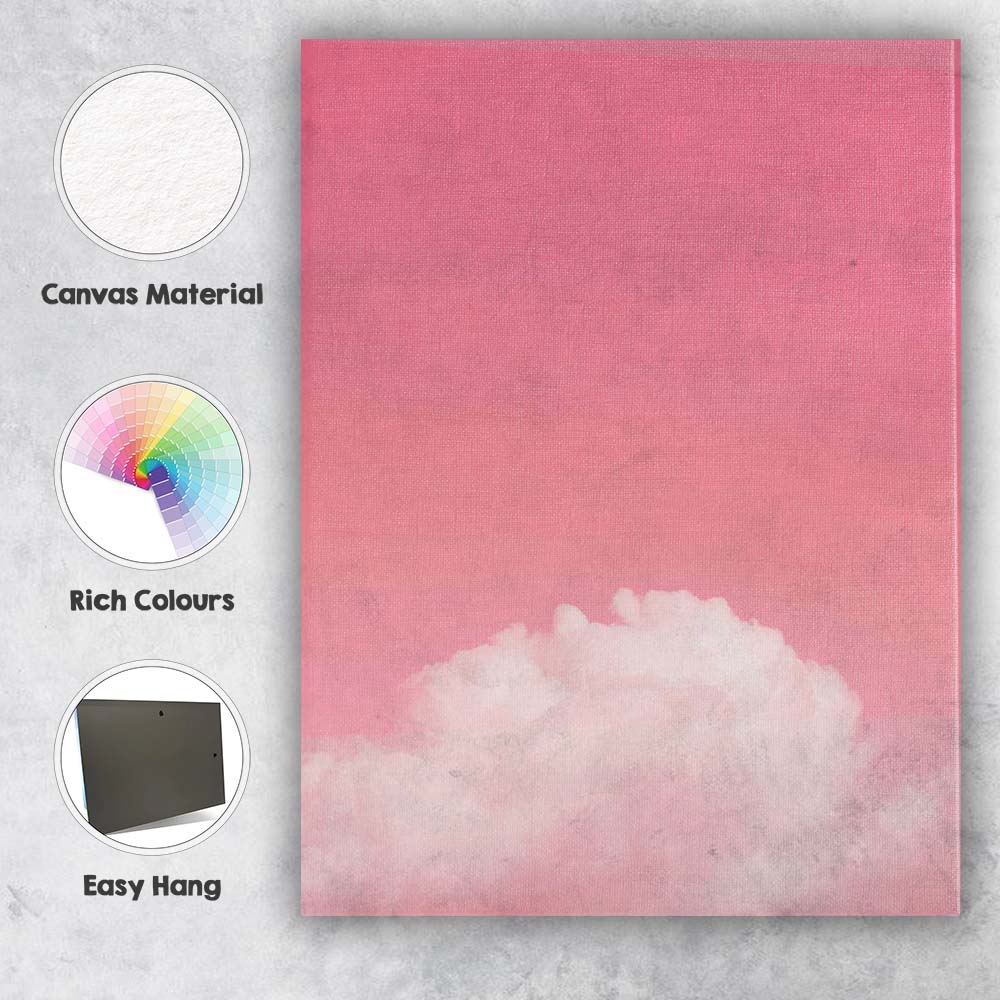 Dreamy Pink Cloud Sky Minimal Aesthetic Landscape Canvas Wall Art Print Decor Picture Ready to Hang