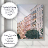 Pastel Pink European City Street Architecture Photography Canvas Wall Art Print Decor Picture Ready to Hang