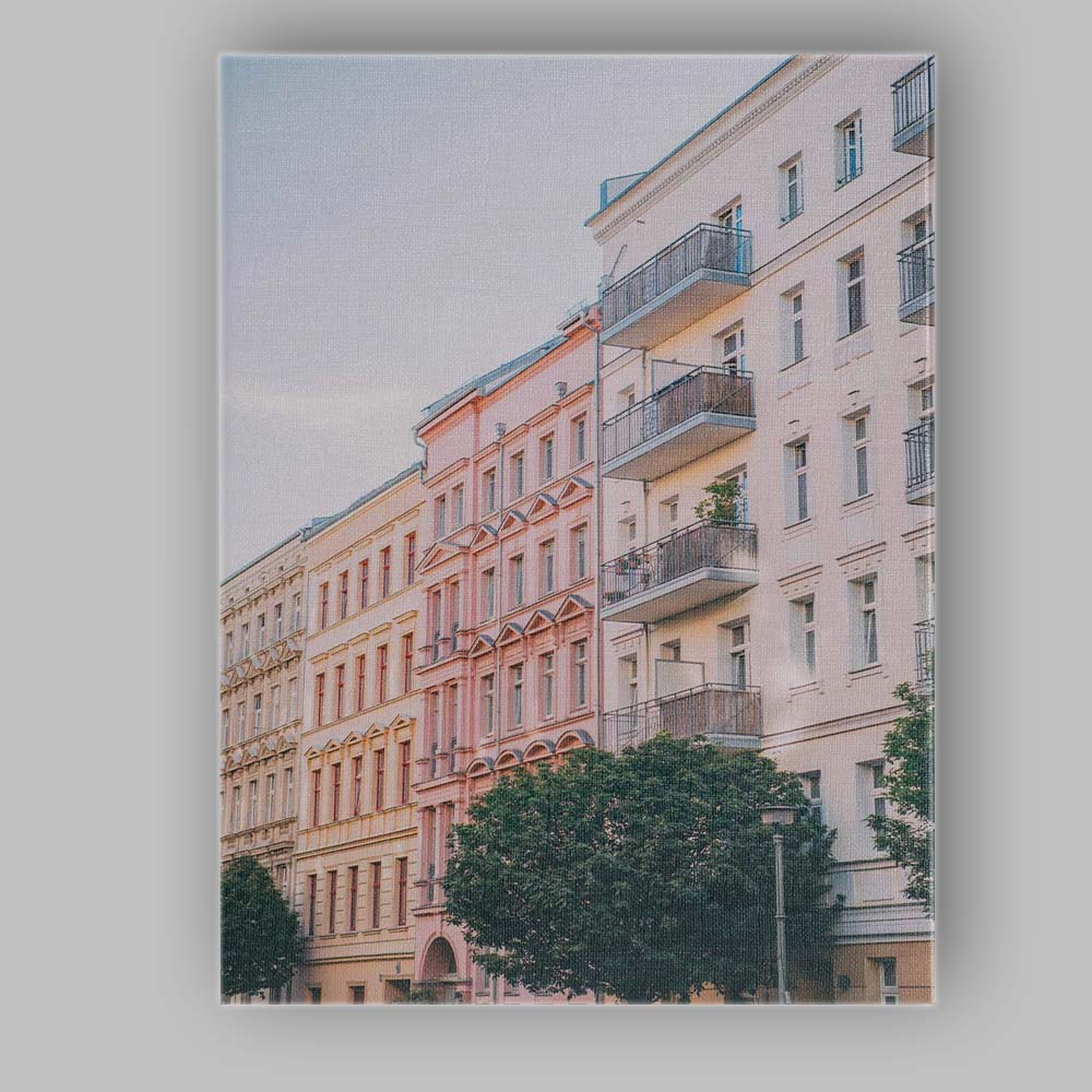 Pastel Pink European City Street Architecture Photography Canvas Wall Art Print Decor Picture Ready to Hang