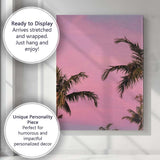 Pink Sunset Tropical Palm Trees Dreamy Sky Canvas Wall Art Print Decor Picture Ready to Hang