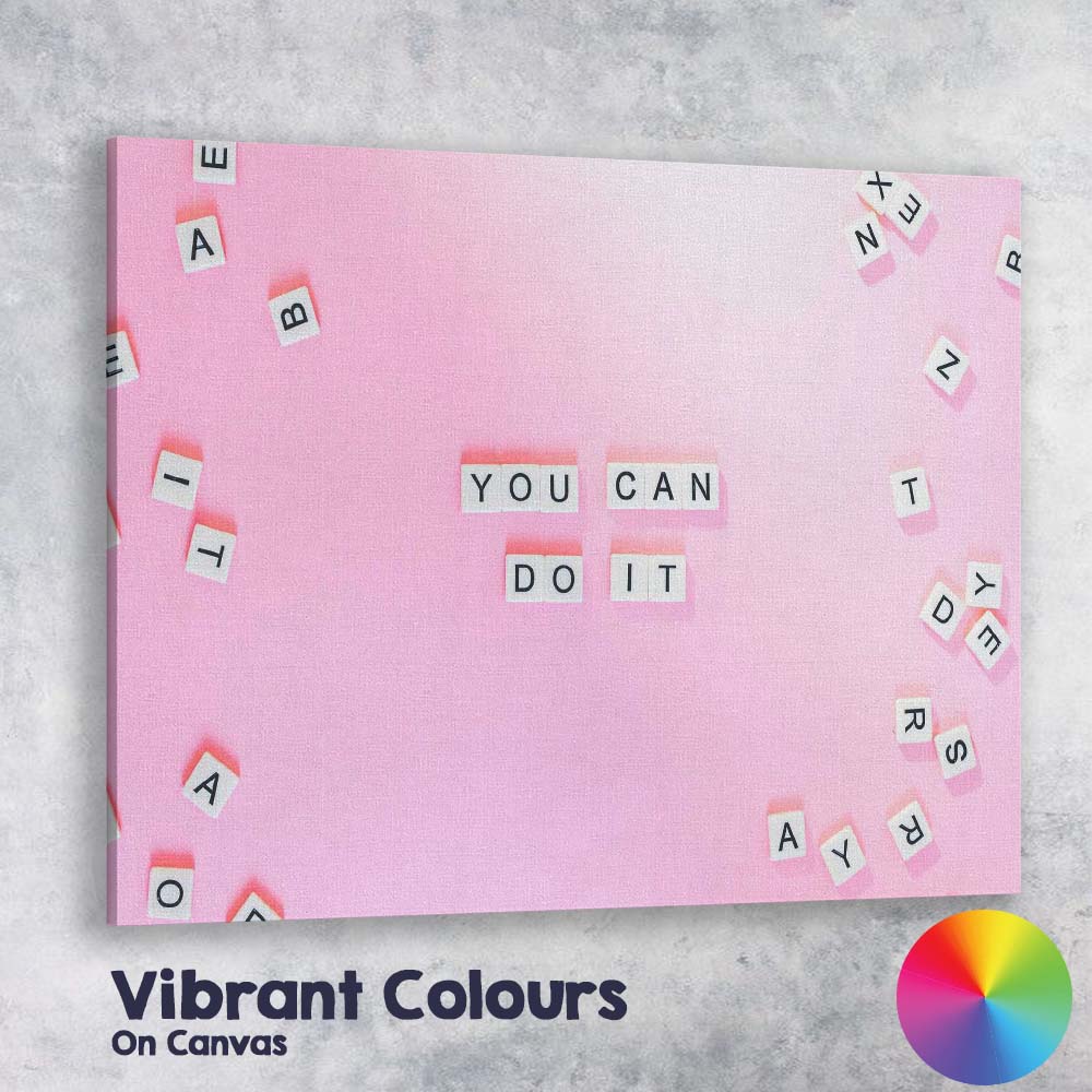 Pink Letter Tiles You Can Do It Motivational Quote Canvas Wall Art Print Decor Picture Ready to Hang