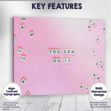 Pink Letter Tiles You Can Do It Motivational Quote Canvas Wall Art Print Decor Picture Ready to Hang