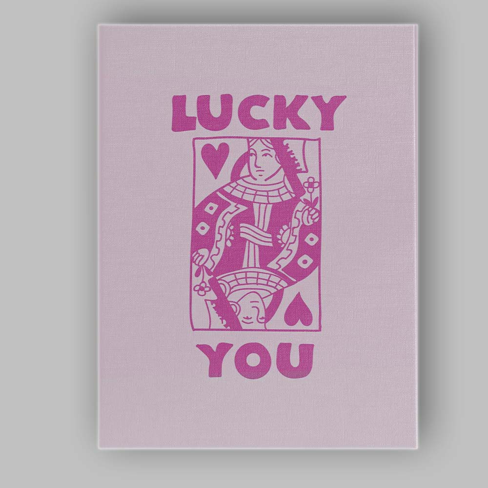 Lucky You Playing Card Queen Retro Typography Canvas Wall Art Print Decor Picture Ready to Hang