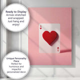 Modern Red Heart Ace Playing Card Minimalist Love Canvas Wall Art Print Decor Picture Ready to Hang