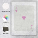 Minimalist Pink Ace of Hearts Playing Card Love Design Canvas Wall Art Print Decor Picture Ready to Hang