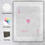 Lucky You Pink Ace of Hearts Minimalist Typography Canvas Wall Art Print Decor Picture Ready to Hang