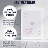 So Damn Lucky Pink Heart Playing Card Typography Canvas Wall Art Print Decor Picture Ready to Hang