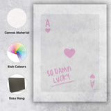 So Damn Lucky Pink Heart Playing Card Typography Canvas Wall Art Print Decor Picture Ready to Hang