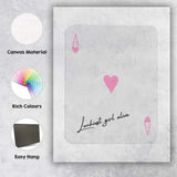 Luckiest Girl Alive Pink Heart Playing Card Quote Canvas Wall Art Print Decor Picture Ready to Hang
