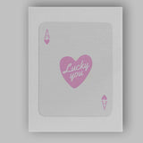 Lucky You Pink Heart Love Typography Minimalist Design Canvas Wall Art Print Decor Picture Ready to Hang