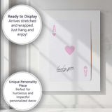 Lucky You Pink Ace of Hearts Minimalist Typography Canvas Wall Art Print Decor Picture Ready to Hang