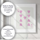 Minimalist Pink Nine of Hearts Playing Card Design Canvas Wall Art Print Decor Picture Ready to Hang