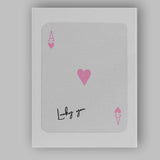 Lucky You Grey Pink Ace of Hearts Modern Playing Card Canvas Wall Art Print Decor Picture Ready to Hang