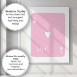 Lucky You Pink Ace of Hearts Minimalist Playing Card Canvas Wall Art Print Decor Picture Ready to Hang