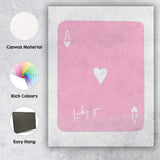 Lucky You Pink Ace of Hearts Minimalist Playing Card Canvas Wall Art Print Decor Picture Ready to Hang