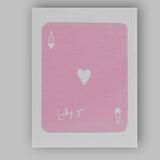 Lucky You Pink Ace of Hearts Minimalist Playing Card Canvas Wall Art Print Decor Picture Ready to Hang