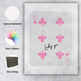 Minimalist Pink Six of Clubs Playing Card Typography Canvas Wall Art Print Decor Picture Ready to Hang