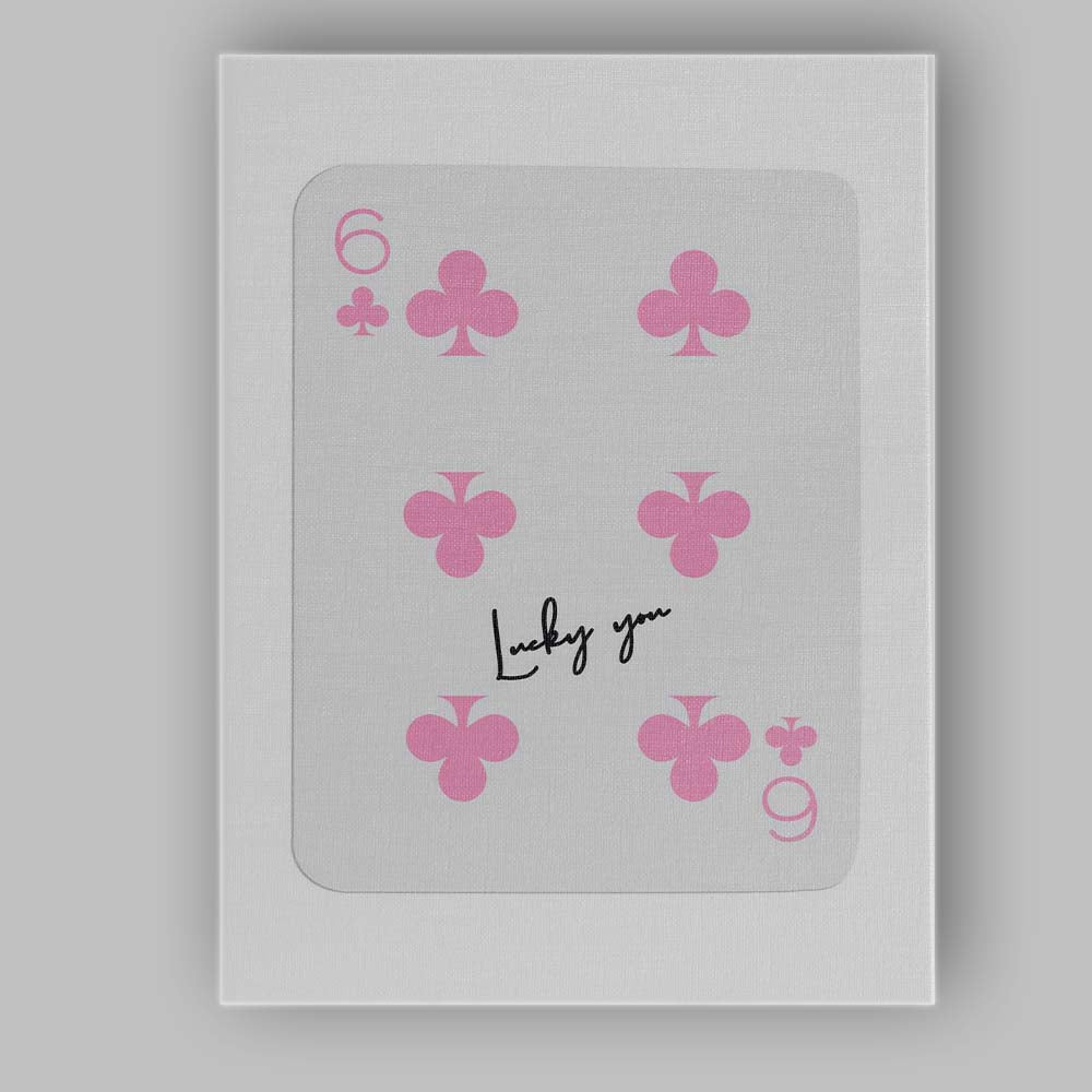 Minimalist Pink Six of Clubs Playing Card Typography Canvas Wall Art Print Decor Picture Ready to Hang