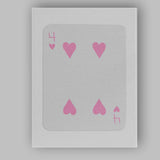 Playing Card Four of Hearts Minimalist Pink Grey Canvas Wall Art Print Decor Picture Ready to Hang