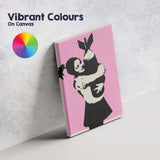Banksy Style Girl Hugging Bomb Pink Street Art Canvas Wall Art Print Decor Picture Ready to Hang