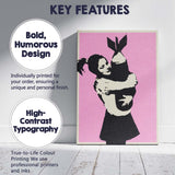Banksy Style Girl Hugging Bomb Pink Street Art Canvas Wall Art Print Decor Picture Ready to Hang