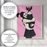 Banksy Style Girl Hugging Bomb Pink Street Art Canvas Wall Art Print Decor Picture Ready to Hang