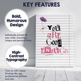 You Are Good Enough Motivational Typography Pink Collage Canvas Wall Art Print Decor Picture Ready to Hang