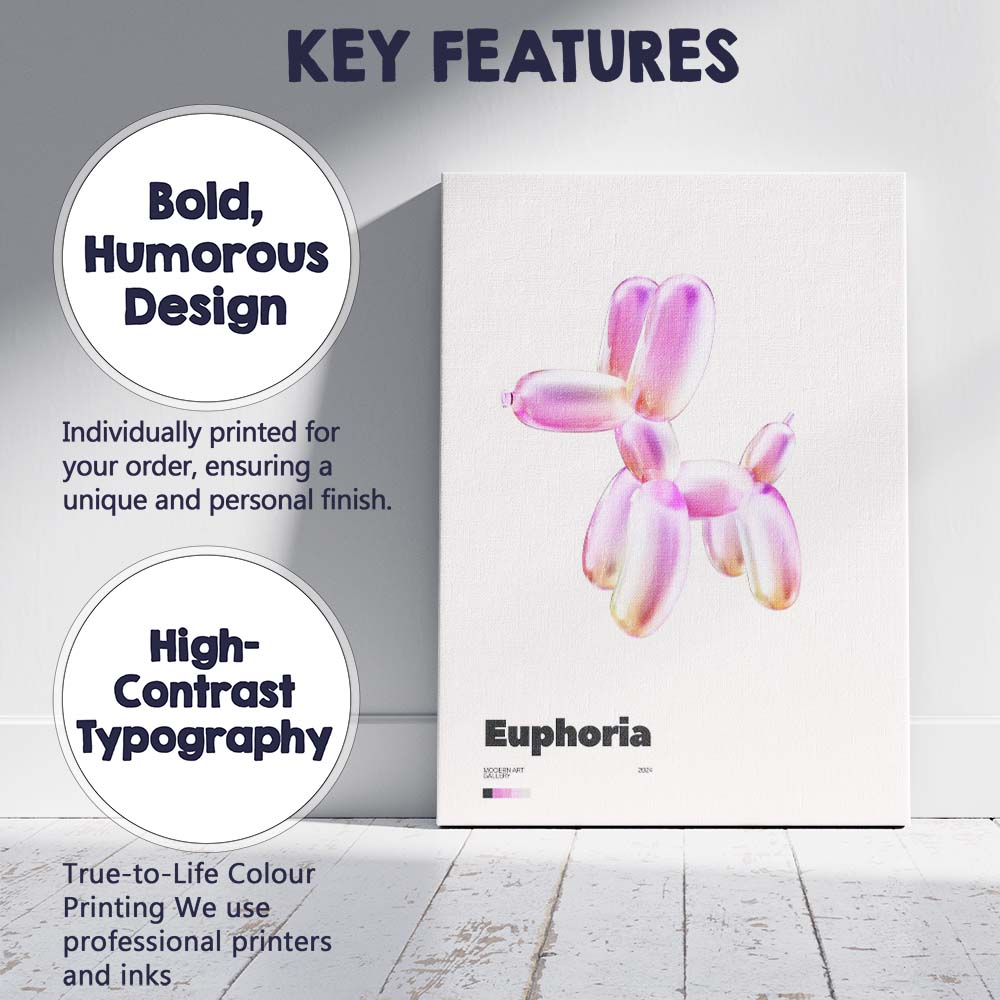 Iridescent Balloon Dog Modern Gallery Poster Canvas Wall Art Print Decor Picture Ready to Hang