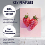Geometric Pink Strawberry Contemporary Fruit Art Canvas Wall Art Print Decor Picture Ready to Hang