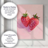 Geometric Pink Strawberry Contemporary Fruit Art Canvas Wall Art Print Decor Picture Ready to Hang