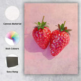 Geometric Pink Strawberry Contemporary Fruit Art Canvas Wall Art Print Decor Picture Ready to Hang