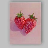 Geometric Pink Strawberry Contemporary Fruit Art Canvas Wall Art Print Decor Picture Ready to Hang