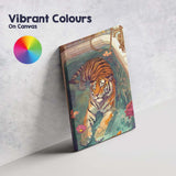 Abstract Tiger Relaxing Bath Floral Butterfly Illustration Canvas Wall Art Print Decor Picture Ready to Hang
