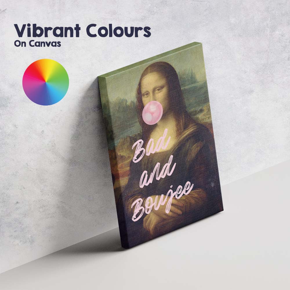 Funny Mona Lisa Bubble Gum Bad And Boujee Typography Canvas Wall Art Print Decor Picture Ready to Hang