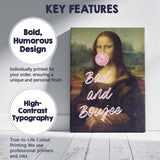 Funny Mona Lisa Bubble Gum Bad And Boujee Typography Canvas Wall Art Print Decor Picture Ready to Hang