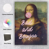 Funny Mona Lisa Bubble Gum Bad And Boujee Typography Canvas Wall Art Print Decor Picture Ready to Hang