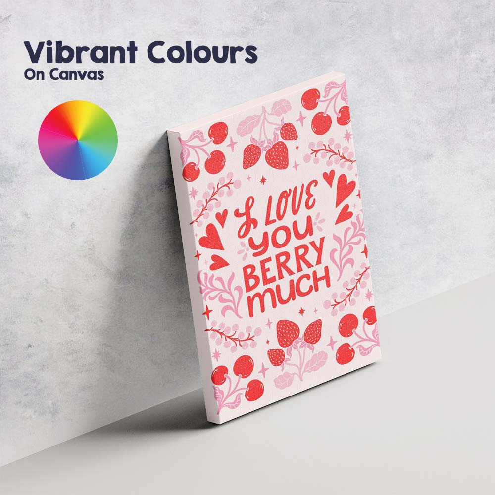 Cute Berry Love Romantic Strawberry Cherry Typography Canvas Wall Art Print Decor Picture Ready to Hang