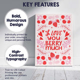 Cute Berry Love Romantic Strawberry Cherry Typography Canvas Wall Art Print Decor Picture Ready to Hang