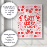 Cute Berry Love Romantic Strawberry Cherry Typography Canvas Wall Art Print Decor Picture Ready to Hang