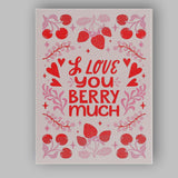 Cute Berry Love Romantic Strawberry Cherry Typography Canvas Wall Art Print Decor Picture Ready to Hang