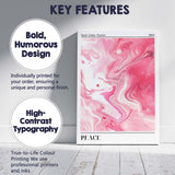 Pink Marble Abstract Peace Good Vibes Poster Canvas Wall Art Print Decor Picture Ready to Hang