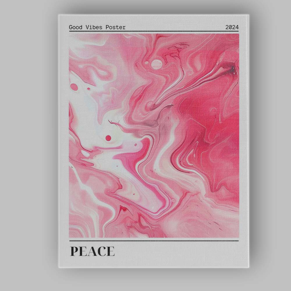 Pink Marble Abstract Peace Good Vibes Poster Canvas Wall Art Print Decor Picture Ready to Hang