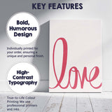 Minimalist Pink Love Script Typography Modern Canvas Wall Art Print Decor Picture Ready to Hang