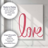 Minimalist Pink Love Script Typography Modern Canvas Wall Art Print Decor Picture Ready to Hang