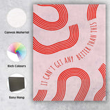 Coral Red Abstract Wavy Line Better Than This Quote Canvas Wall Art Print Decor Picture Ready to Hang