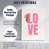 Cute Teddy Bear Pink Love Typography Nursery Canvas Wall Art Print Decor Picture Ready to Hang