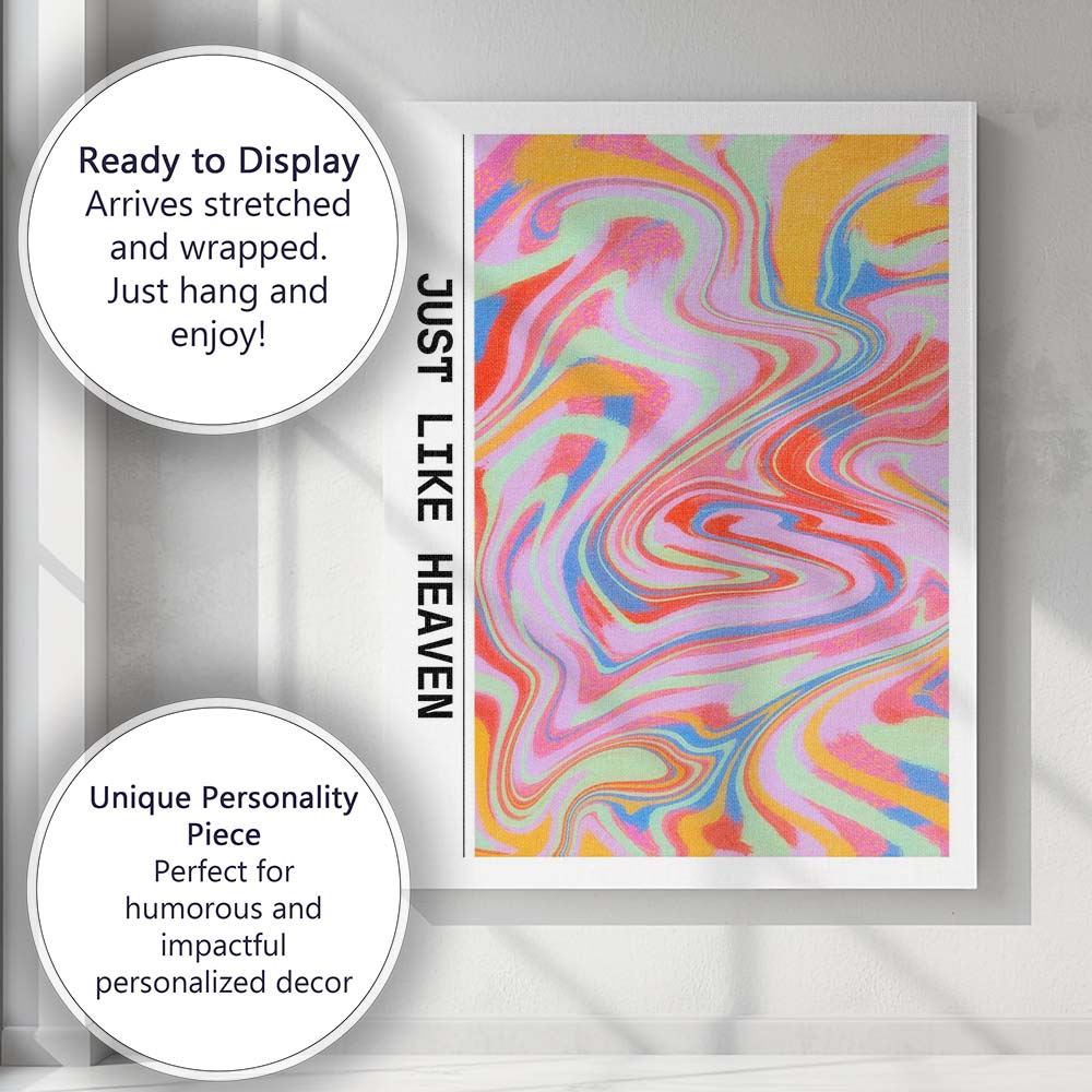 Pastel Psychedelic Marble Swirl Just Like Heaven Abstract Canvas Wall Art Print Decor Picture Ready to Hang