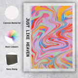 Pastel Psychedelic Marble Swirl Just Like Heaven Abstract Canvas Wall Art Print Decor Picture Ready to Hang