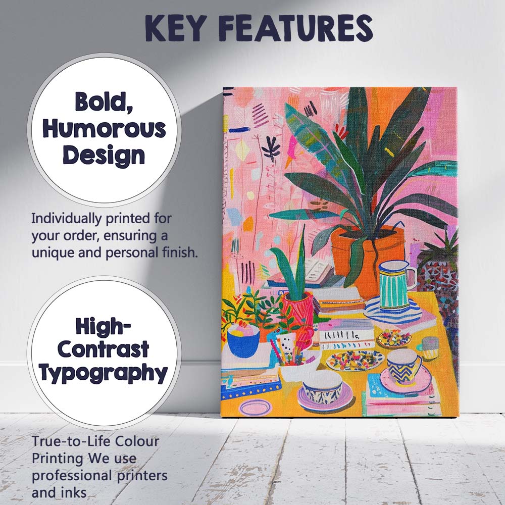 Colourful Creative Studio Interior Houseplants Contemporary Painting Canvas Wall Art Print Decor Picture Ready to Hang